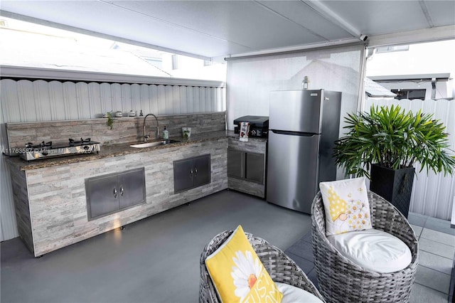 14016 SW 160th St, Miami, FL 33177 - view of patio with exterior kitchen, fence, and a sink