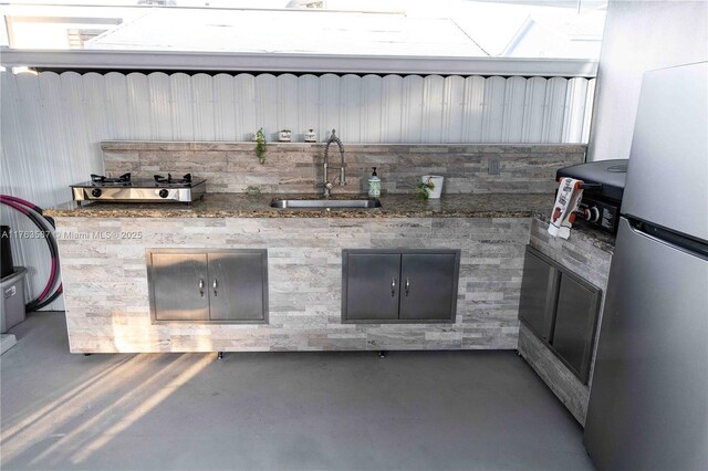 14016 SW 160th St, Miami, FL 33177 - view of patio featuring an outdoor kitchen, fence, and a sink