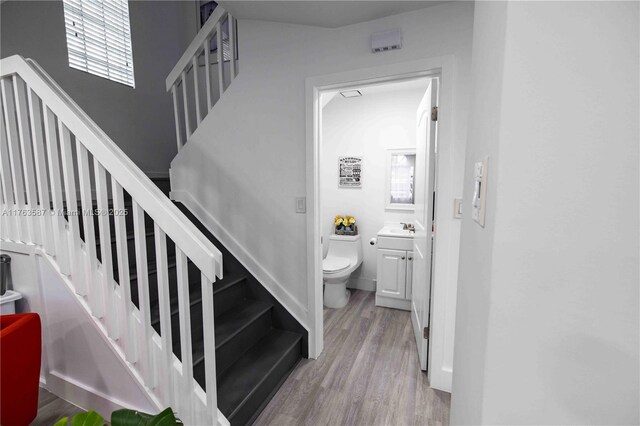 14016 SW 160th St, Miami, FL 33177 - stairway featuring baseboards and wood finished floors
