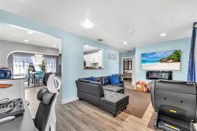 2813 SW 67th Ln, Miramar, FL 33023 - living area with baseboards, recessed lighting, visible vents, and light wood-type flooring