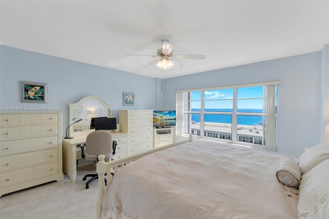 bedroom featuring tile patterned flooring and a ceiling fan