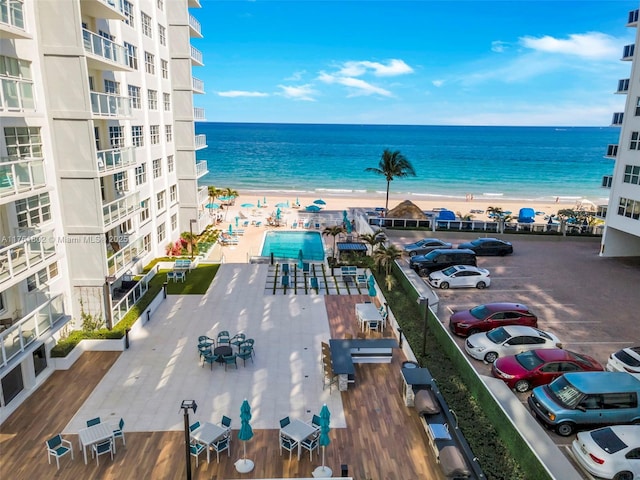 view of water feature featuring a view of the beach