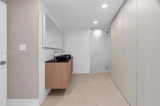 5255 Collins Ave Unit 9B, Miami Beach, FL 33140 - hall featuring a sink and recessed lighting