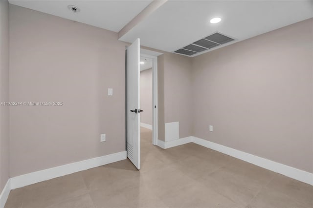 5255 Collins Ave Unit 9B, Miami Beach, FL 33140 - spare room featuring baseboards, recessed lighting, and fire sprinkler in ceiling
