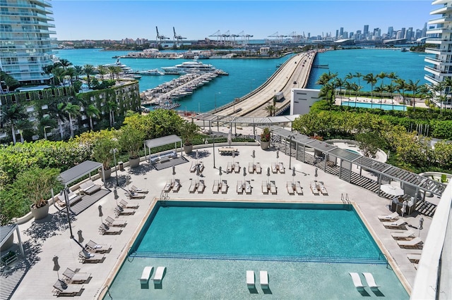 500 Alton Rd Unit 1201, Miami Beach, FL 33139 - view of swimming pool with a water view and a city view