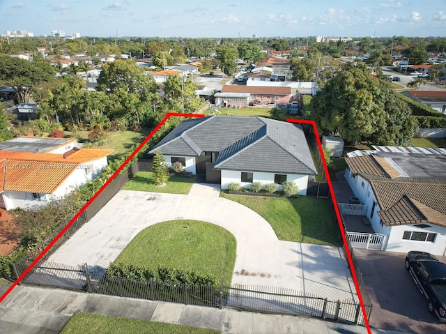 drone / aerial view featuring a residential view