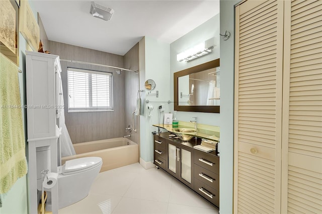 1431 S Ocean Blvd, Lauderdale By The Sea, FL 33062 - full bath with tile patterned floors, a closet, vanity, shower / tub combination, and toilet