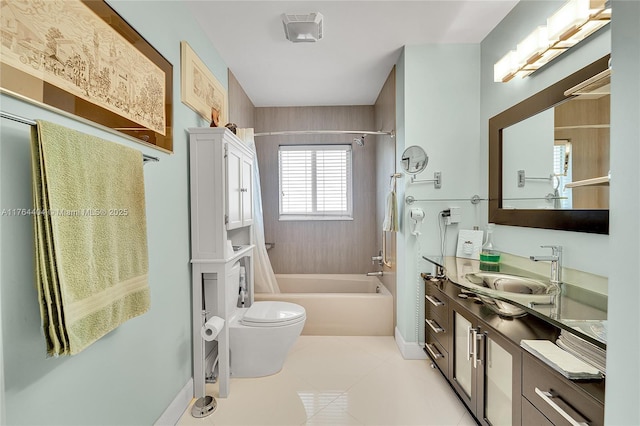 1431 S Ocean Blvd, Lauderdale By The Sea, FL 33062 - bathroom featuring toilet, baseboards, tile patterned flooring, vanity, and shower / tub combination