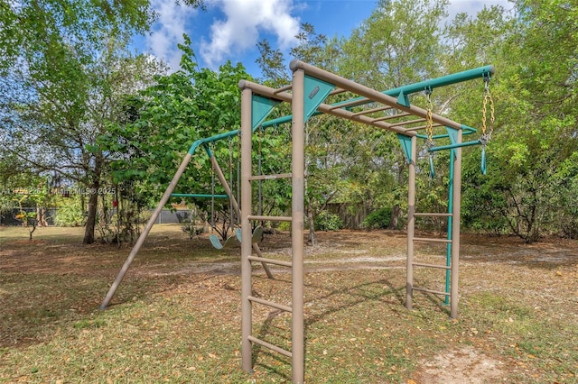 view of play area with fence