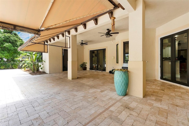 32006 SW 206th Ave, Homestead, FL 33030 - view of patio / terrace with ceiling fan and french doors