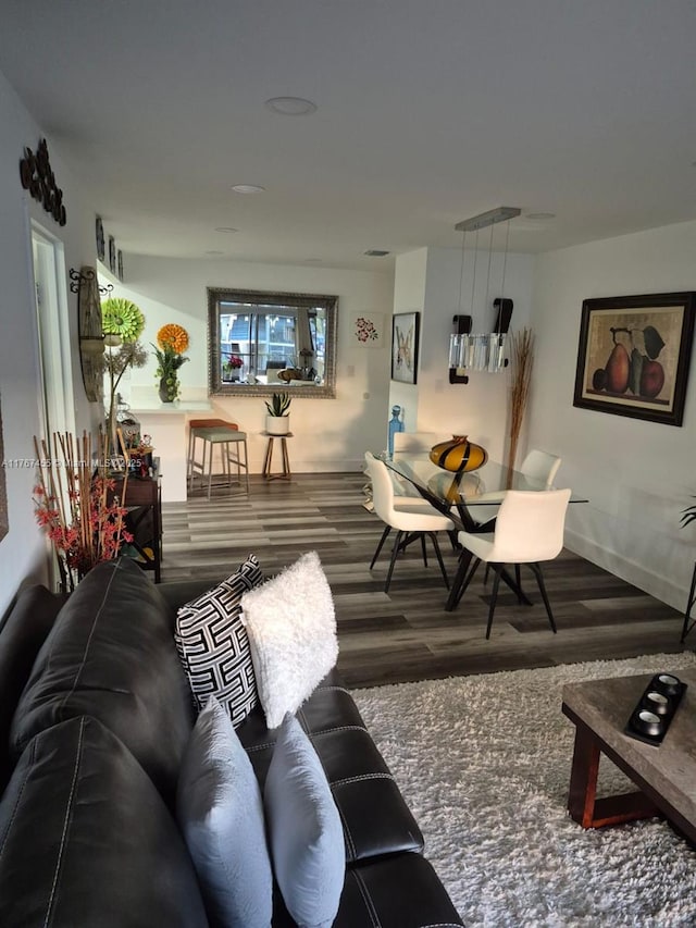 living area featuring wood finished floors