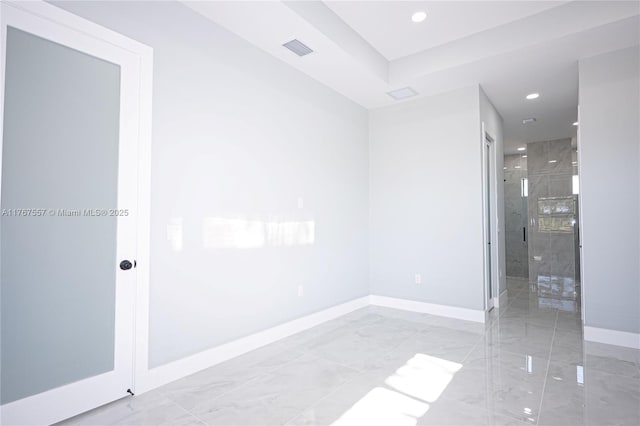 1254 S Ellipse St E, Lehigh Acres, FL 33974 - spare room with recessed lighting, baseboards, visible vents, and marble finish floor