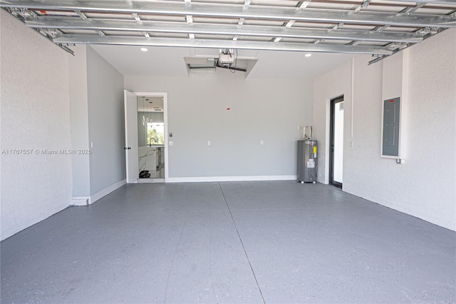 1254 S Ellipse St E, Lehigh Acres, FL 33974 - garage featuring a garage door opener, electric panel, and electric water heater