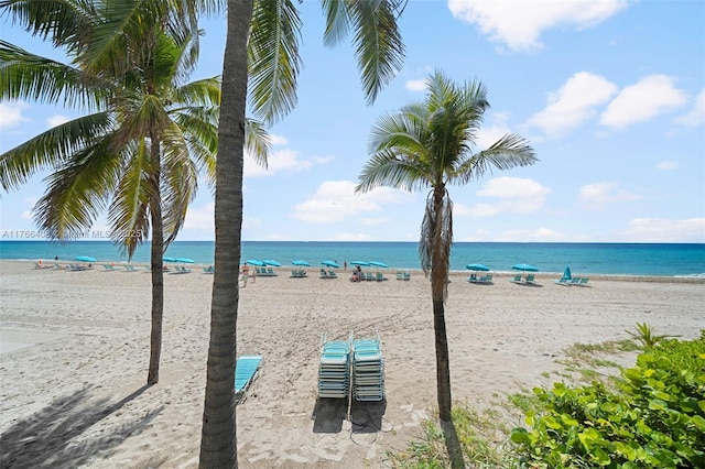 property view of water featuring a view of the beach
