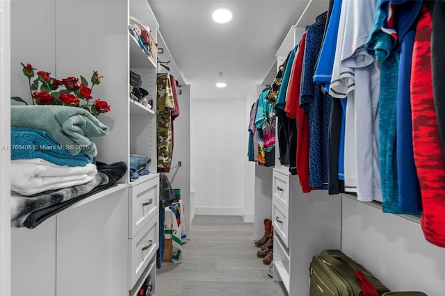 spacious closet featuring light wood-style floors