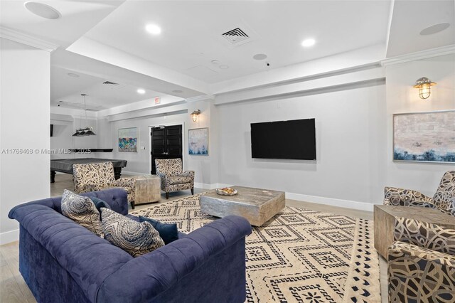 2501 S Ocean Dr Unit 536, Hollywood, FL 33019 - living area with wood finished floors and a raised ceiling