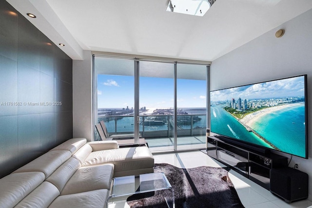 900 Biscayne Blvd Unit 4504, Miami, FL 33132 - living room with floor to ceiling windows and tile patterned flooring