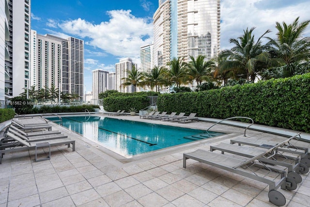 900 Biscayne Blvd Unit 4504, Miami, FL 33132 - community pool featuring a city view and a patio