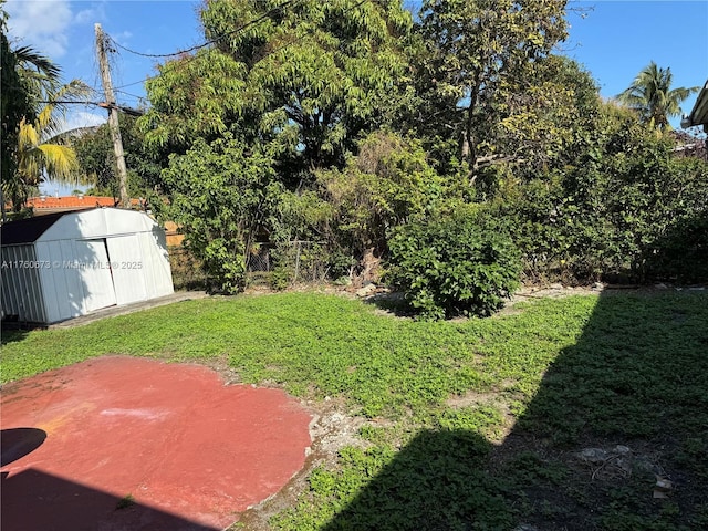 1077 NE 157th Ter, North Miami Beach, FL 33162 - view of yard with a storage unit and an outdoor structure