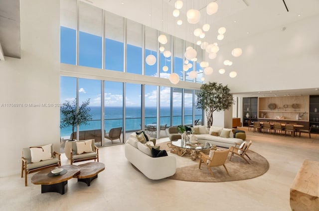common area featuring a water view