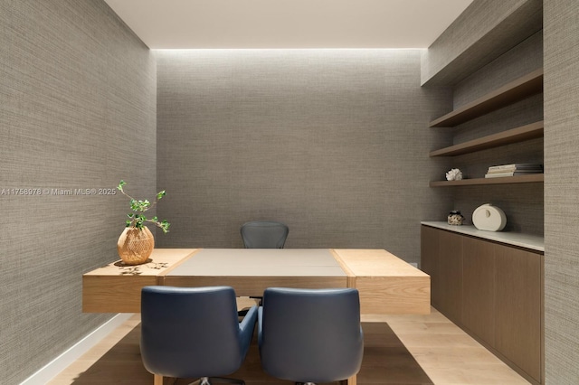 dining room with light wood-type flooring