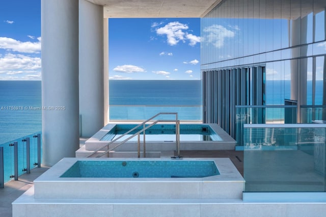 exterior space featuring a water view