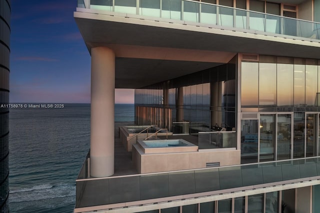 exterior space featuring a water view