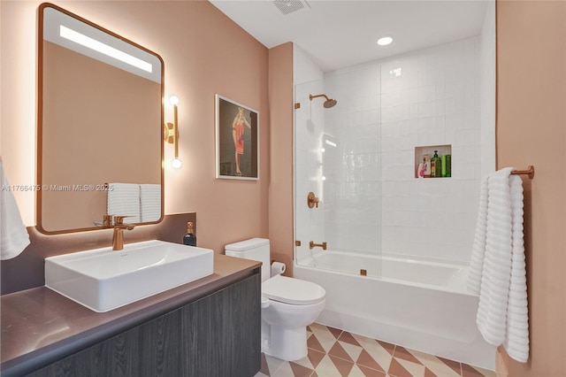 601 NE 1st Ave Unit 5115, Miami, FL 33132 - bathroom with toilet, shower / tub combination, vanity, recessed lighting, and tile patterned floors