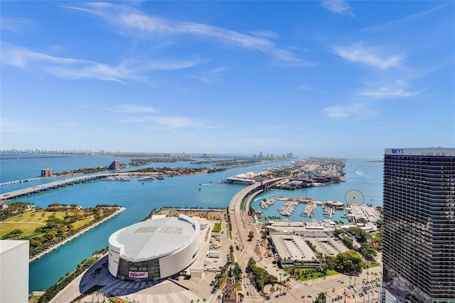 601 NE 1st Ave Unit 5115, Miami, FL 33132 - water view with a notable bridge, numerous boat docks, and nearby urban area