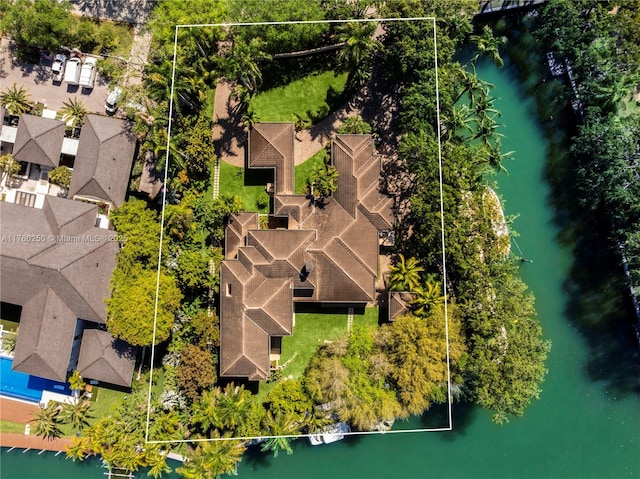 665 Leucadendra Dr, Coral Gables, FL 33156 - bird's eye view featuring a water view