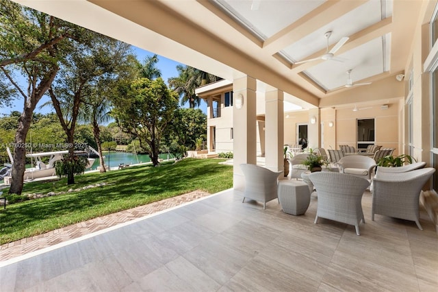 665 Leucadendra Dr, Coral Gables, FL 33156 - view of patio featuring outdoor dining area and a ceiling fan