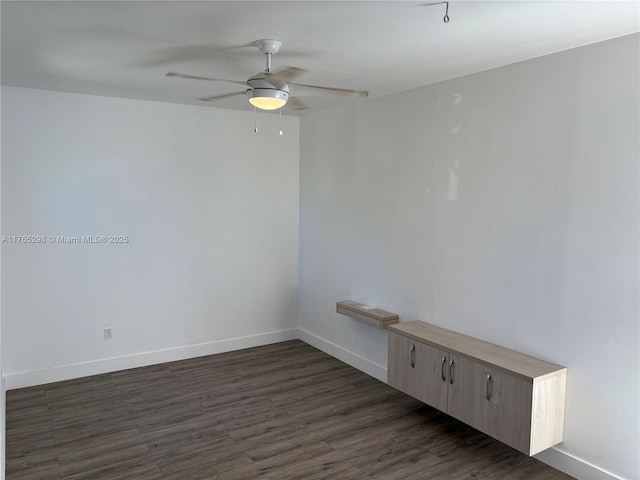 8951 SW 160th St, Palmetto Bay, FL 33157 - unfurnished room featuring baseboards, a ceiling fan, and dark wood-style flooring