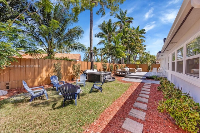 8951 SW 160th St, Palmetto Bay, FL 33157 - view of yard featuring a wooden deck and a fenced backyard