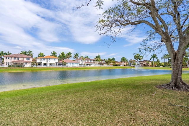 view of water feature with a residential view