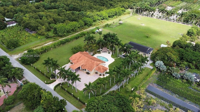 bird's eye view with a rural view