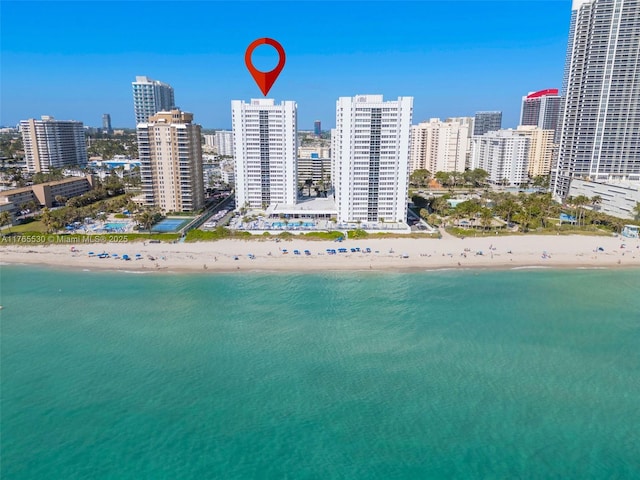 1904 S Ocean Dr Unit 801, Hallandale Beach, FL 33009 - birds eye view of property featuring a view of city, a beach view, and a water view
