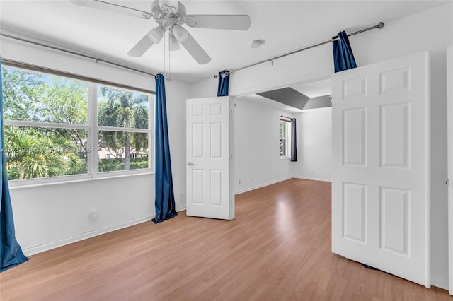 16831 SW 6th St, Pembroke Pines, FL 33027 - spare room with a ceiling fan, light wood-type flooring, and baseboards