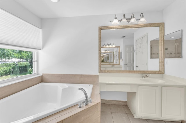 16831 SW 6th St, Pembroke Pines, FL 33027 - full bath featuring a garden tub, tile patterned flooring, and vanity