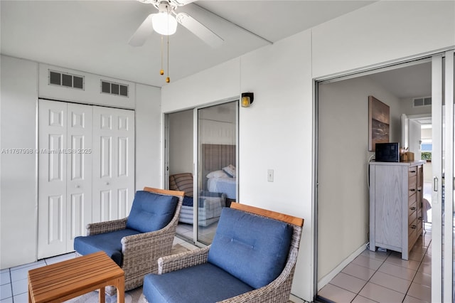 4032 Farnham O Unit 4032, Deerfield Beach, FL 33442 - living area with light tile patterned floors and ceiling fan
