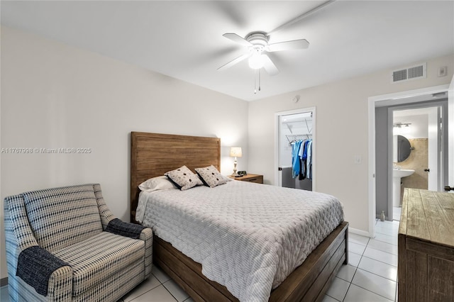 4032 Farnham O Unit 4032, Deerfield Beach, FL 33442 - bedroom with light tile patterned flooring, a spacious closet, a closet, and ceiling fan