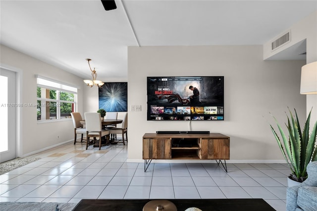 4032 Farnham O Unit 4032, Deerfield Beach, FL 33442 - tiled living room with a chandelier and baseboards