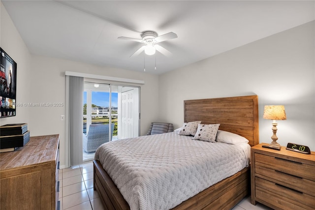 4032 Farnham O Unit 4032, Deerfield Beach, FL 33442 - bedroom featuring access to exterior, light tile patterned floors, and a ceiling fan