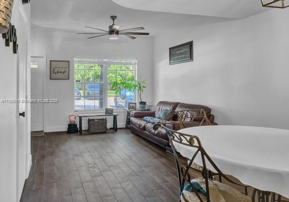 7833 Sanibel Dr Unit 7833, Tamarac, FL 33321 - living room with a ceiling fan and wood finished floors