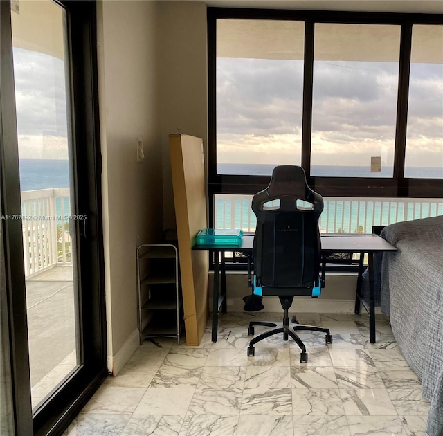 office area with marble finish floor