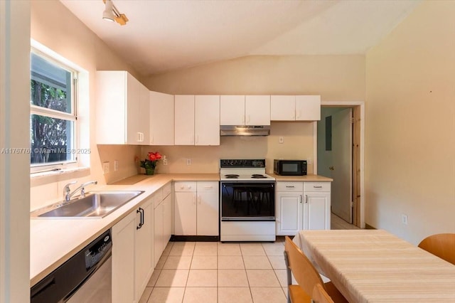 9055 SW 158th St, Palmetto Bay, FL 33157 - kitchen featuring under cabinet range hood, a sink, range with electric stovetop, dishwasher, and black microwave