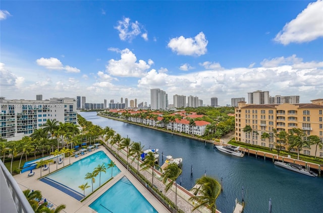 water view featuring a city view