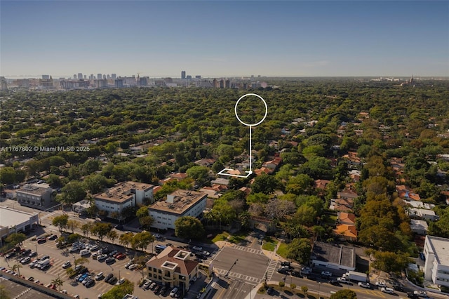 drone / aerial view featuring a city view