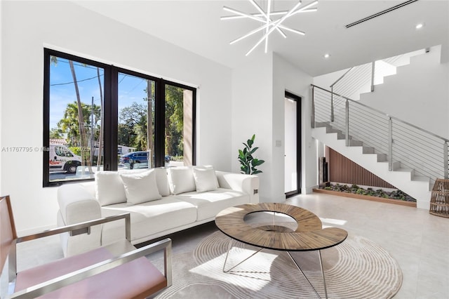 2523 Red Rd, Coral Gables, FL 33134 - living room with stairway and recessed lighting
