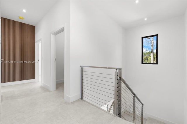 2523 Red Rd, Coral Gables, FL 33134 - corridor with an upstairs landing, recessed lighting, and baseboards