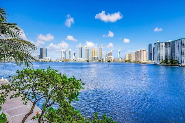 property view of water with a view of city